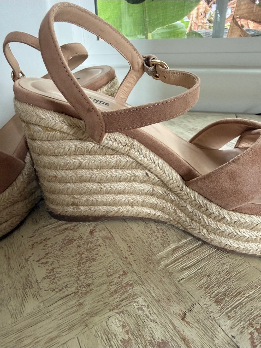 L'AGENCE Nude Blush Suede Espadrille Wedge Sandals - Picture 8 of 11